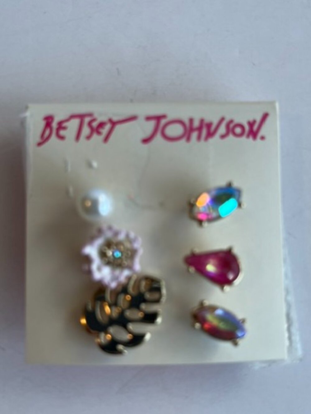Betsy Johnson summer package of earrings.